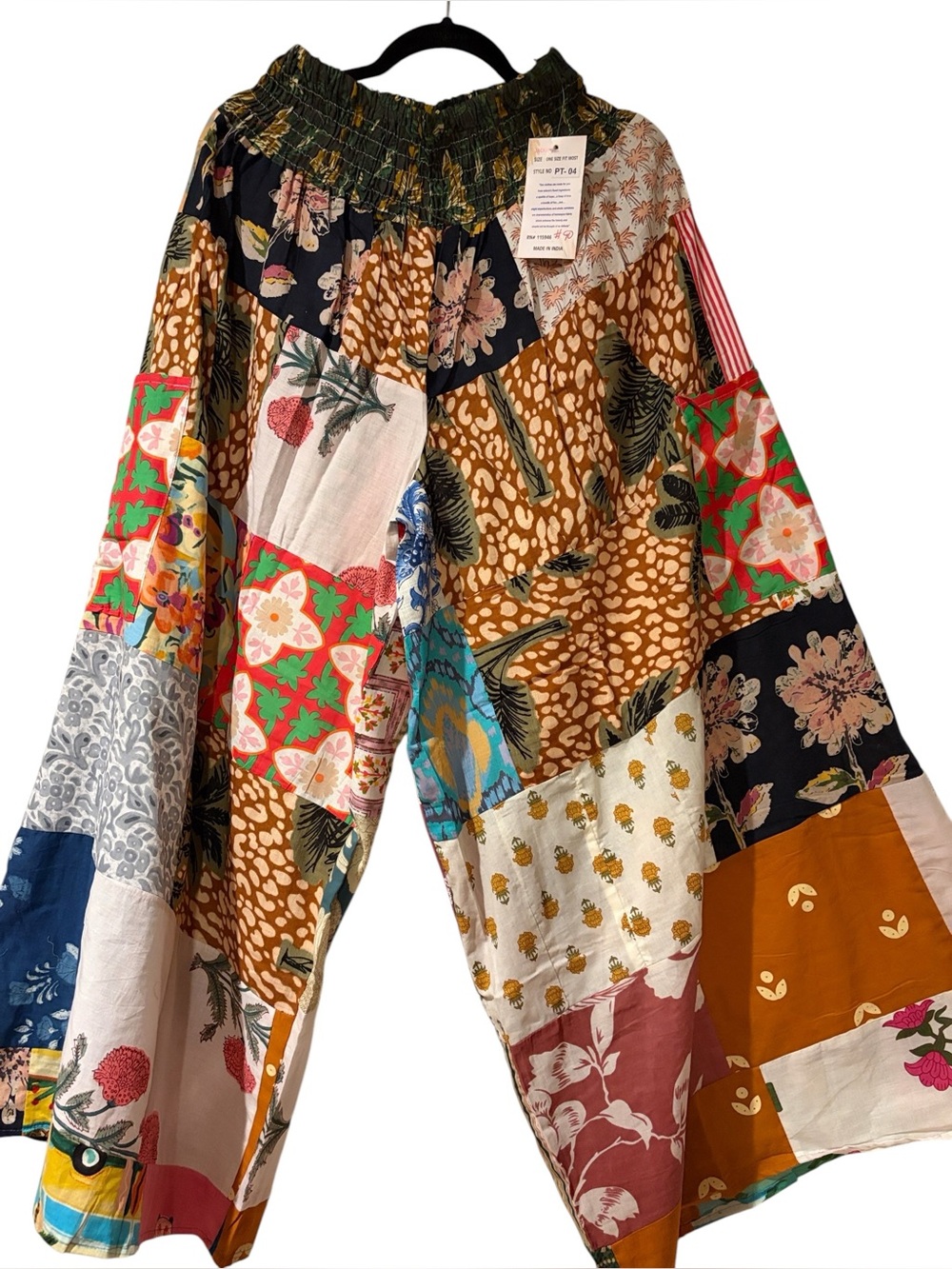 #90 100% Cotton wide leg patchwork pants